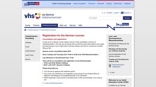 Registration for the German courses - Berlin.de