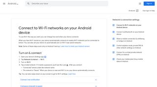 Connect to Wi-Fi networks on your Android device - Android Help