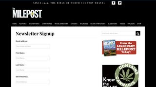 Newsletter Signup | The Milepost