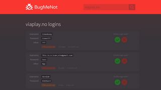 viaplay.no passwords - BugMeNot