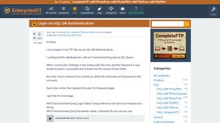 Login via SQL DB Authentication - EnterpriseDT Q&A