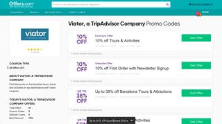 10% off Viator, a TripAdvisor Company Promo Code 2019 - Offers.com