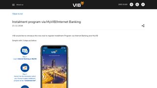 Instalment program via MyVIB/Internet Banking