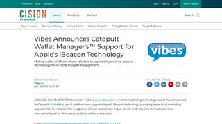 Vibes Announces Catapult Wallet Manager's™ Support for Apple's ...