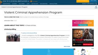 Violent Criminal Apprehension Program | Britannica.com
