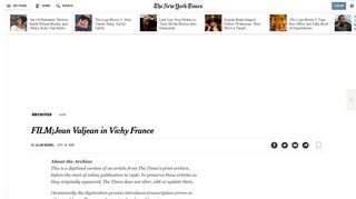 FILM;Jean Valjean in Vichy France - The New York Times