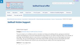 Solihull Victim Support - Solihull local offer - Social Solihull