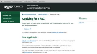 Applying for a hall | Accommodation Service | Victoria University of ...