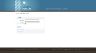 Log In - Online Portal - Department of Premier and Cabinet Victoria