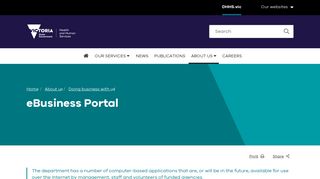 eBusiness Portal | Department of Health and Human Services Victoria