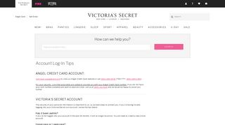 Account Log-In Tips - Customer Service - Victoria's Secret
