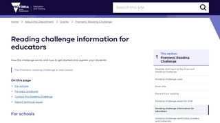 Reading challenge information for educators