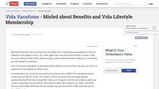 Vida Vacations - Misled about Benefits and Vida Lifestyle Membership ...