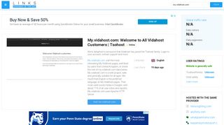 Visit My.vidahost.com - Welcome to All Vidahost Customers | Tsohost.