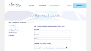 e-Banking Support - Vidanova Bank