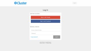 Cluster - Log In