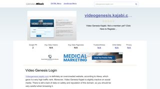 Videogenesis.kajabi.com website. Video Genesis Login.