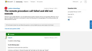 The remote procedure call failed and did not execute - Microsoft ...