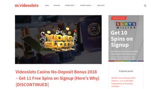 Videoslots Casino No-Deposit Bonus 2018 – Get 11 ... - Mvideoslots
