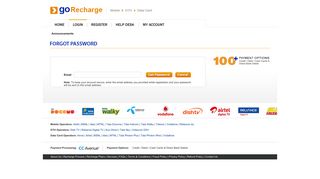 :: Welcome to goRecharge :: Forgot Password
