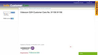 Videocon D2H Customer Care No. 91156 91156 | India Customer Care