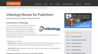 Videology Review for Publishers - MonetizePros