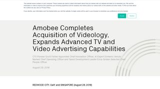 Amobee Completes Acquisition of Videology, Expands Advanced TV ...