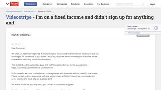 Videostripe - I'm on a fixed income and didn't sign up for anything and ...