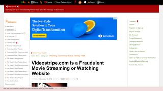 Videostripe.com is a Fraudulent Movie Streaming or Watching Website