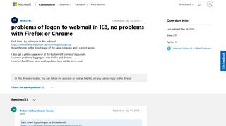 problems of logon to webmail in IE8, no problems with Firefox or ...