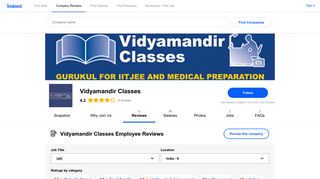 Working at Vidyamandir Classes: Employee Reviews | Indeed.co.in