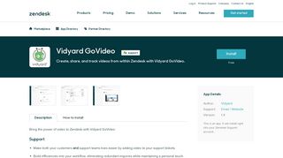 Vidyard GoVideo App Integration with Zendesk Support
