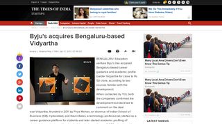 Byju's acquires Bengaluru-based Vidyartha - Times of India