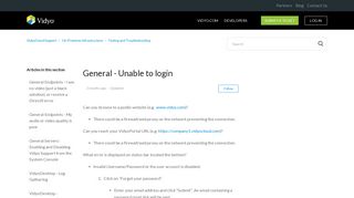 General - Unable to login – VidyoCloud Support