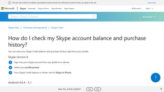 How do I check my Skype account balance and purchase history ...