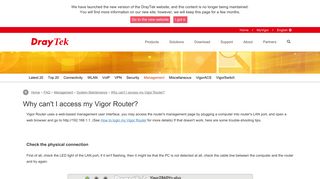 Why can't I access my Vigor Router? - DrayTek Corp.