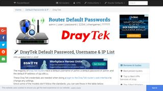 DrayTek Default Password, Login & IP List (updated October 2018 ...