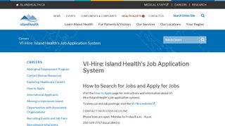 VI-Hire: Island Health's Job Application System | Island Health