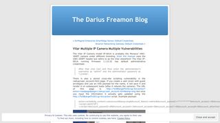 Vilar Multiple IP Camera Multiple Vulnerabilities | The Darius Freamon ...