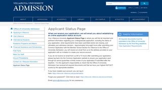 Applicant Status Page | Villanova University