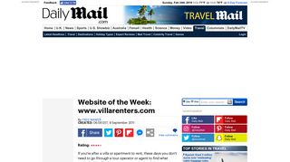 Website of the Week: www.villarenters.com | Daily Mail Online