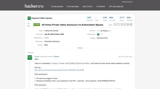 #137502 All Vimeo Private videos disclosure via Authorization Bypass