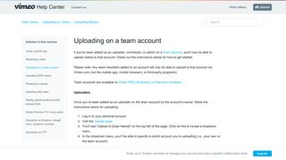 Uploading on a team account – Help Center