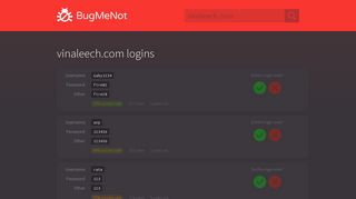 vinaleech.com passwords - BugMeNot