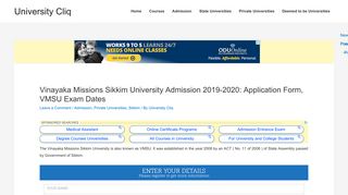 Vinayaka Missions Sikkim University Admission 2019-2020