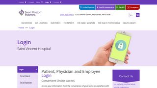 Patient, Physician and Employee Portal Login - Saint Vincent Hospital