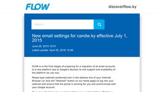 New email settings for candw.ky effective July 1, 2015 – FLOW