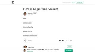 How to Login Vine Account – Hana Nan – Medium