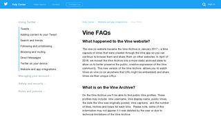 Vine FAQs - Twitter support