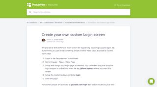 Create your own custom Login screen | PeopleVine Resources